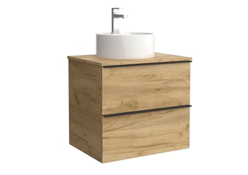 Salgar Mueble de baño Nabua 60 cm Roble con Tirador de pestaña | Lavabo sobre encimera