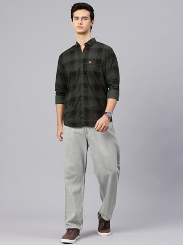 Image of Majestic Man Stylish Slim Fit Cotton Spread Collar Checked Casual Shirt