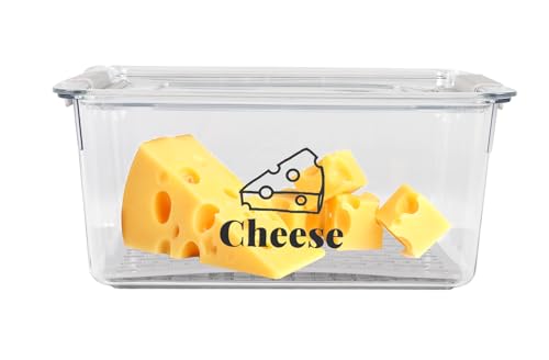 Gzsekken Airtight Cheese Container with Lid - Fridge Storage Box for Cheese Chunks & Slices - BPA-Free Organizer