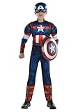 Kids Marvel Captain America Costume | Child Heroic Jumpsuit and Mask for Halloween and Dress Up Adventures Medium