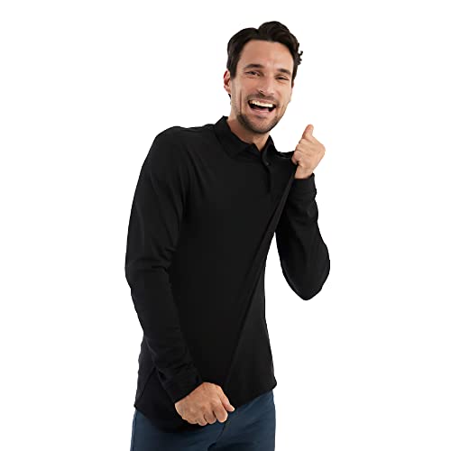 Sepiia Polo para Hombre sin Plancha, Antiarrugas, repele Las Manchas, sin Manchas de Sudor, antiolor, Transpirable, Polo Hombre de Manga Larga