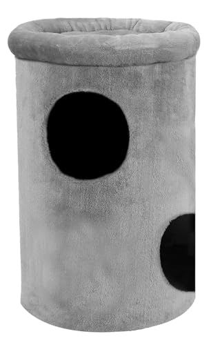 Image of Cat House with Plush Cushion, 2 Levels (Grey - FURR-12)