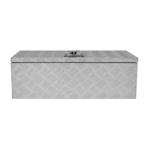 Aluminium Tool Box 60L Lockable Chest 2 Keys Trailer Truck Van Locker Boxes Storage Heavy Duty Checker Plate Rubber Base Liner Seal Gas Struts Carry Case Medium 29" x 10" x 12.5" 745mm x 250mm x 320mm