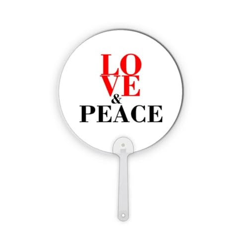 Éventail rond plastique Love and Peace pour festivals et pique-niques