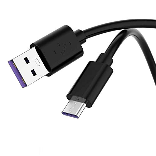 USB Type C Cable 5A, (3-Pack 0.25m/0.8ft) Super Charge Fast Charging USB C Charger for Huawei P30, P30 Pro, P20, P20 Pro, P20 Lite, P10 P9 Plus, Mate 20 X Mate 10 Pro (Black)