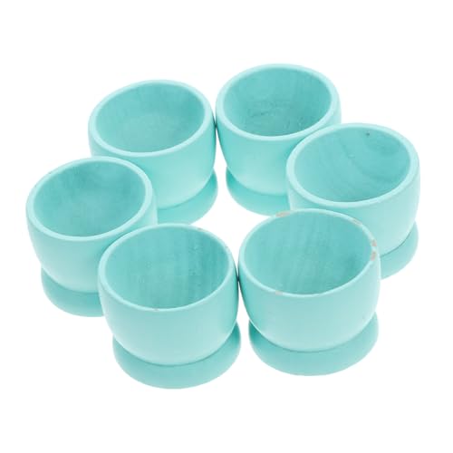 CIYODO 6Pcs Wooden Egg Holders for Easter Egg Stand Cups Egg Holders for Boiled Eggs Countertop Egg Tray for Kitchen for Fresh Egg Display