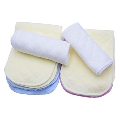 12Pcs Breathable Cotton Diaper,Newborn Baby Reusable Washable Cloth Pads Infant Soft Insert Nappy (3 Layers 32 * 12 Cm) Cover
