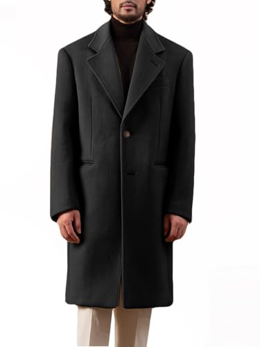Men's Trench Coat Man Mid Long Jacket Formal Casual Peacoat Fall Winter Warm Overcoat