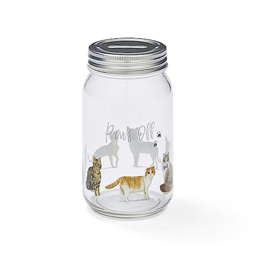 Cooksmart British Designed Money Jar | Money Box For Saving Cash or Coins | Piggy Bank For Adults & Family - Curious Cats