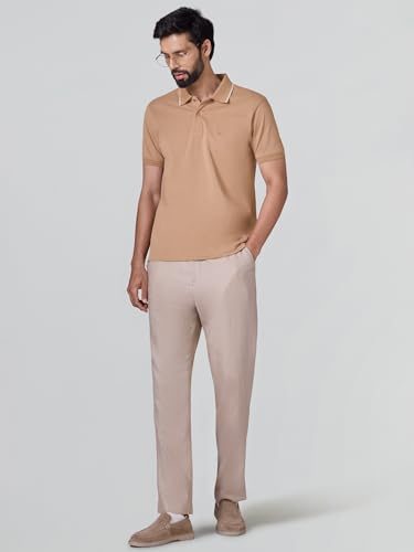 Image of XYXX Men's Apex Mercerized Cotton Striped Collar Pique Polo T-Shirt