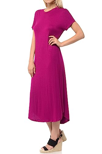 Image of iconic luxe Women's A Line Short Sleeve T Shirt Midi Dress Summer Casual