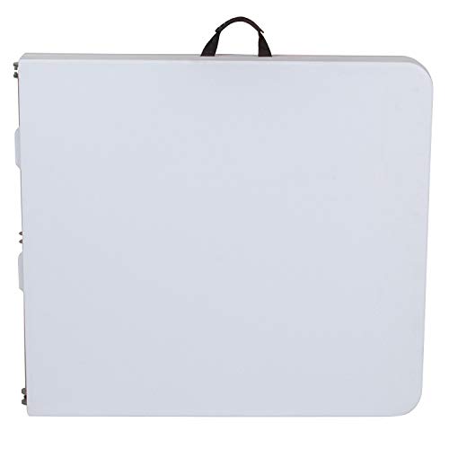 BizChair 5-Foot Height Adjustable Bi-Fold Granite White Plastic Folding Table with Handle