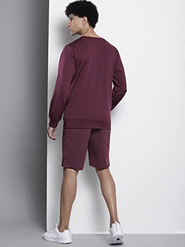 Image of The Indian Garage Co Men Regular Fit Placement Embroidery Crew Neck Sweatshirt & Shorts Tracksuits