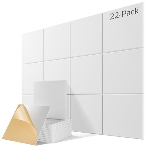 Image of 22 Pack Self-Adhesive Sound Proof Foam Panels for Walls 12 inchx12 inchx0.4 inch Fabric