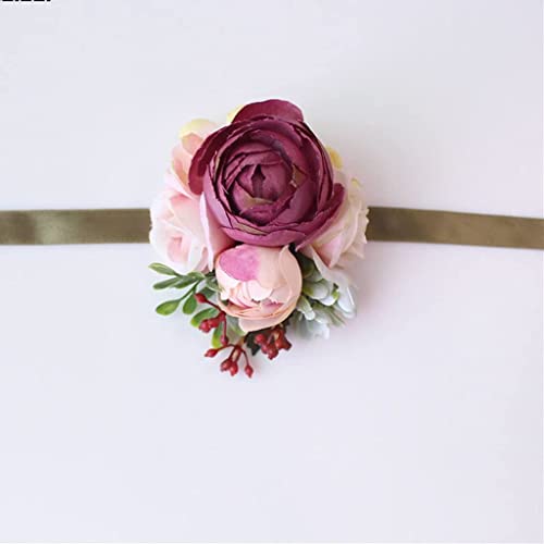 LIOYUHGTFY Boutonnière Mariage Poignet Fleur Bracelet de Demoiselle d'honneur Bleu Champagne Hommes Accessoires de Fleurs de Mariage de Bal 1105(Color:B) Cover