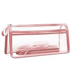 hoinya Clear Pencil Case, See Through Pencil Case for Exams, Waterproof PVC Zip Pencil Pouch with Large Capacity | Versatile Storage for Stationery, Toiletries, Makeup, Travel & Office Supplies