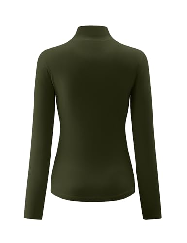 Image of Kindcall Womens Slim Fitted Mock Turtleneck Tops Long Sleeve Lightweight Base Layer Shirts
