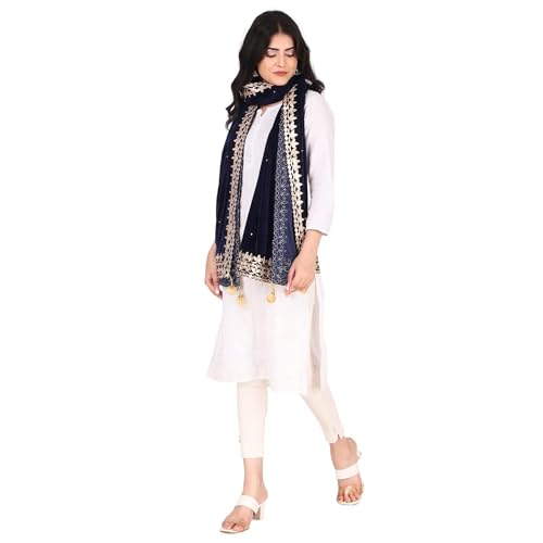 Women's Velvet Gota Patti Broad Border Dupatta4