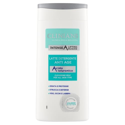 CLINIANS | Intense A Lifting Leche Limpiadora Antiarrugas, Dermatológicamente Testado, Hidrata y protege la piel, Made in Italy, 200 ml