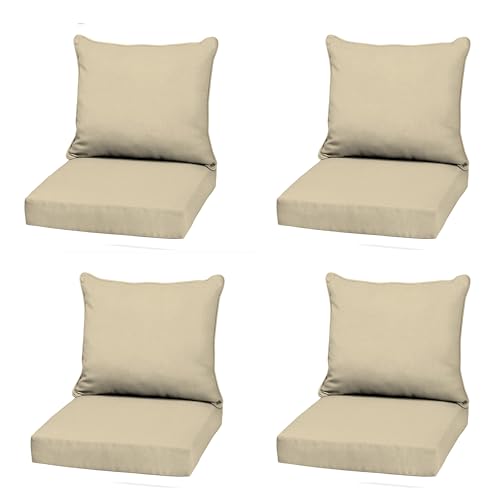 Image of Arden Outdoor Deep Seat Cushion Set, 4-Pack, 22x24, Tan | Sofa, Couch, Conversation Set, Weather-Proof, Rain-Proof, Fade Resistant for Chair, Mold and Mildew Resistant