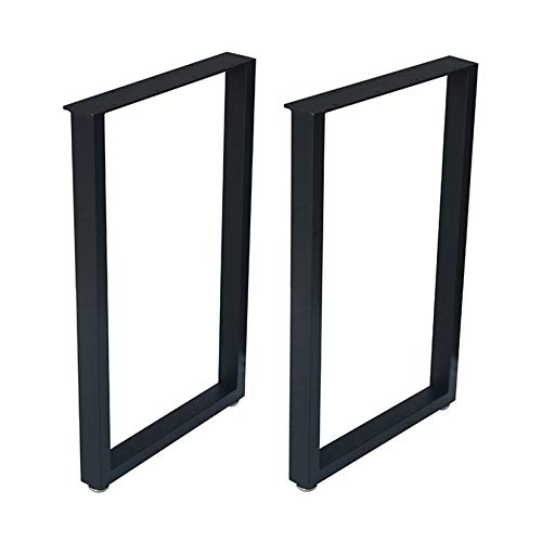 MDEPYCO 2 Pack Industrial Rustic Furniture Legs 28” H x 17.7” W Decory Square Tube Table Legs,Heavy Duty Metal Desk Legs,Dining Table Legs, DIY Brackets Bench Legs(Only Legs Without Board, Black)