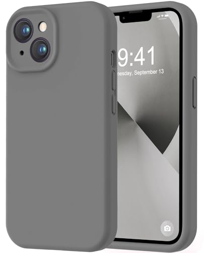 Image of LOVE 3000 Designed for iPhone 13 Case, Premium Silicone with [Camera Protection] [Soft Anti-Scratch Microfiber Lining] Shockproof Protective Phone Case for iPhone 13 Women Men Girls 6.1 inch, Dark Grey