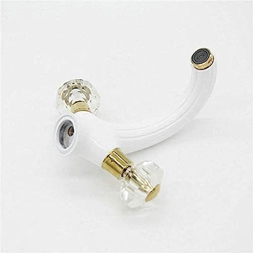 Robinet de lavabo blanc double main avec contrôle précis du débit d'eau - 5