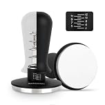 watchget 58mm Espresso Coffee Tamper, Single Spring Loaded 30lb Coffee Tamper 304 Stainless Steel Flat Base, Depth Adjustable Premium Barista Coffee Tamper with Scale for 58mm Espresso Machine