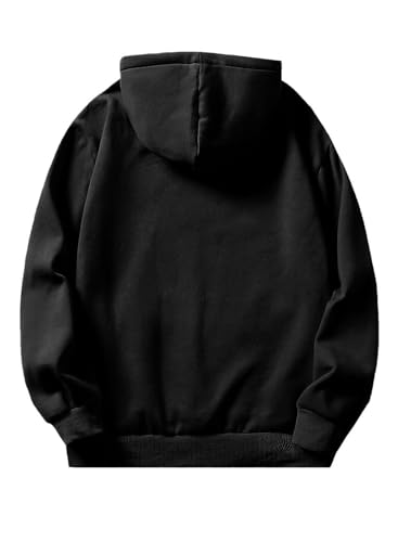 JMIERR Herren Hoodies mit Taschen Freizeit Kordelzug Pullovers Männer Lange Ärmel Kordelzug Sweatshirts Fashion Baumwolle Kapuzenpullover Schwarz L