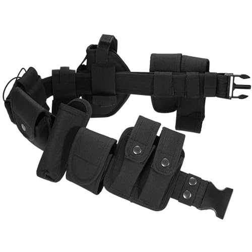 Cinturón táctico negro con accesorios de combate regulable en tela Oxford resistente