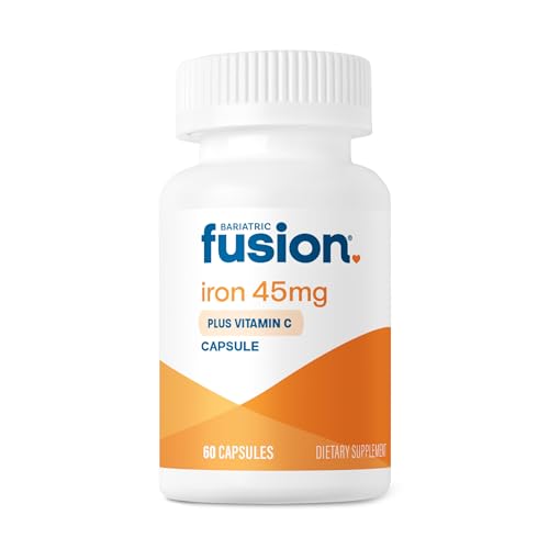 Bariatric Fusion Iron Supplement 45mg with Vitamin C | 1 Per Day | Vitamins for Women and Men | Gluten Dairy and Soy Free | Non-GMO | 60 Count