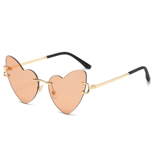 Lunettes de soleil cœur sans monture mode femmes hommes voyage UV400 métal