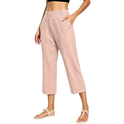 Pantalon léger en lin style décontracté et chic pour femme active