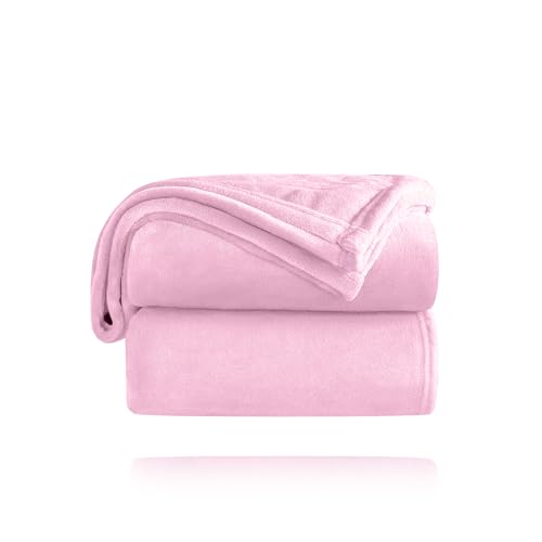 LAZY COOK Manta para Sofá - Manta de Franela - Mantas para Cama/Sofá/Sillón Tacto Extrasuave Super Caliente para Adulto y Niño de Pelo Microfibra Transpirable Hipoalérgica (130x160CM, Rosa)