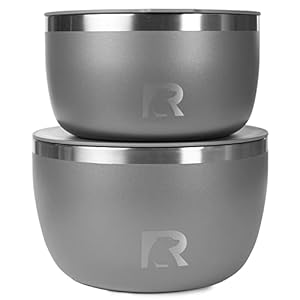 RTIC Anywhere Stainless Steel Bowl Set Of Two, Camping Bowls With Lids, Vacuum Insulated, Stackable Durable Outdoor Dinnerware, Non Slip, Dishwasher Safe, Dinner Outside, Campfires Travel, Graphite