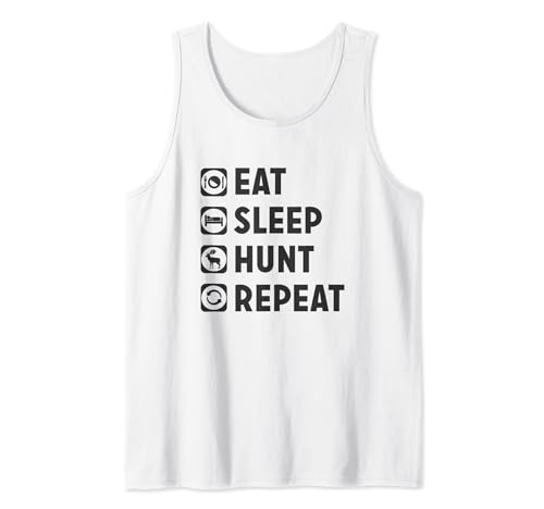Funny Eat Sleep Hunt Repeat Rabbit Deer Hound Camiseta sin Mangas