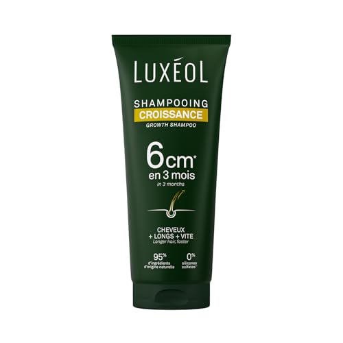 LUXÉOL - Shampoing Croissance - Pousse de 6cm en 3 Mois* - Des Cheveux Plus Longs Plus Vite - Cliniquement Prouvé - Formule d'Origine Naturelle - Huile de Ricin, Amla...