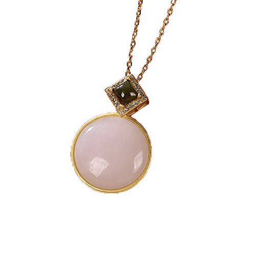 Collier Jade Hetian Blanc et Saphir en Argent 925 Boucle de Paix