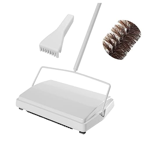 JEHONN Carpet Floor Sweeper with Horsehair, Non Electric Manual Sweeping, Rotor Brush Heavy Duty for Pet Hair Clean