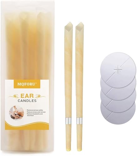 Bougie en Cire Auriculaire, Naturelle Bougies d’Oreilles avec 4 Disques Protecteurs Kit de Nettoyage d’oreille pour Détendez-vous et Enlever le Cérumen