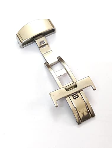 Image of 14mm 16mm 18mm 20mm 22mm Butterfly Push Type Stainless Steel Silver Rose Golden Black Deployment Buckle Clasp Fits Leather Rubber Watch Band Strap