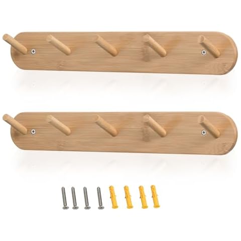 Edergoo 2 Pack Heavy Duty Bamboo Coat Hooks Cover