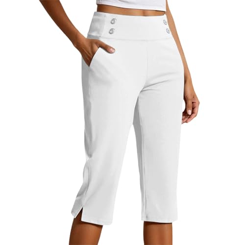 Leggings capri para mujer en algodón elástico de cintura alta para verano