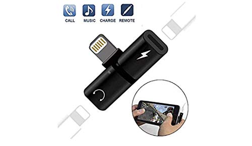 2 in 1 Dual Lightning Splitter Adapter, Keklle Mini Double Lightning Ports for Dual Lightning Headphone Audio & Charge Adapter for iPhone 7/7 plus/8/8 Plus/X(Black) (Black-l)