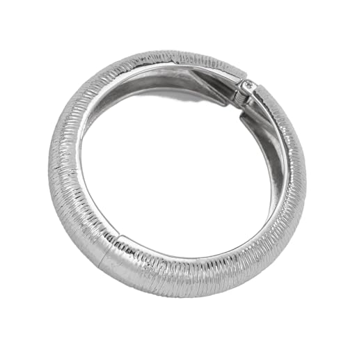Bracelet en métal incurvé avec texture rayée rigide ajustable - 4