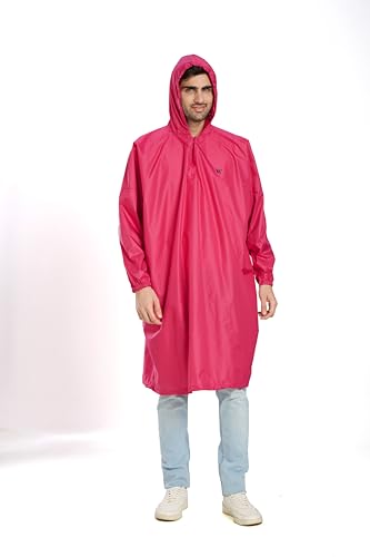 Image of Zeel Unisex Outdoor Rain Poncho for Adult, Waterproof, Lightweight & Packable, Polyester Pullover Full Sleeves Hooded Rainwear, Raincoat for Camping, Hiking, Travelling (AZ33, Free Size) (Gajari)
