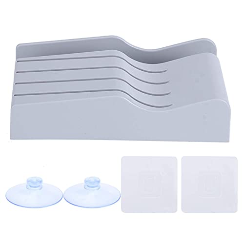 Kunststof lademeshouder, messenblok met snijplankrek 4 messenhouderorganizer voor aanrechtladekast grijs, 21x14x5cm - Afbeelding 7