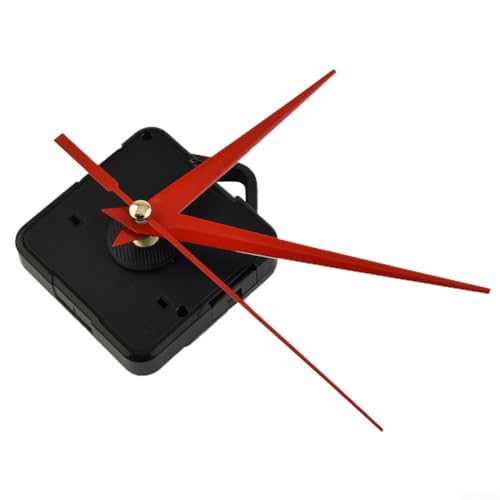 DIY Quartz Movement Wall Clock Repair Kit Including Motor Mechanism, Spindle Shaft, and All Clock Hands for Replacement Use (red)
