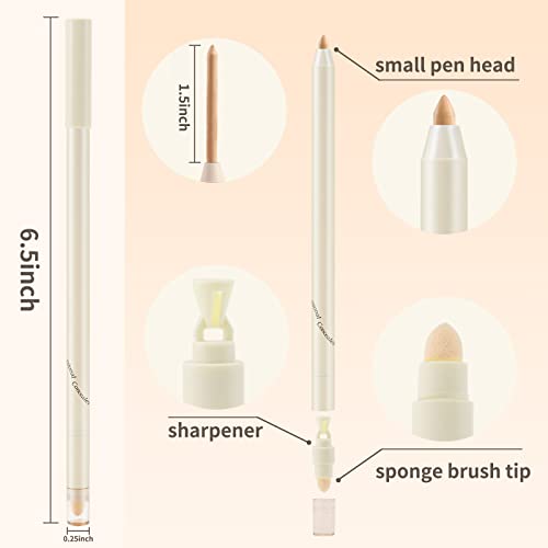 Boobeen Concealer Pencil, Contour Highlighter Stick Makeup Waterproof Full Coverage Foundation Multi-Use Creamy Matte Concealer Pen With Sponge Brush Head #TOP3