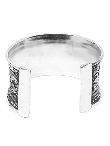 YouBella Jewellery Oxidised Silver Cuff Bracelet Bangle for Girls and Women